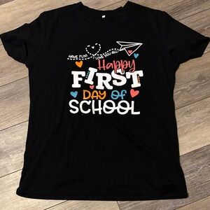 Black First Day of School T-Shirt size large